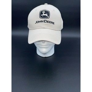 John Deere Embroidered Tan / Khaki Cap with Black Logo Adjustable Snapback Hat